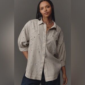 Pilcro Studio Smock Buttondown Shirt Oversized Blue Woman’s Size Medium